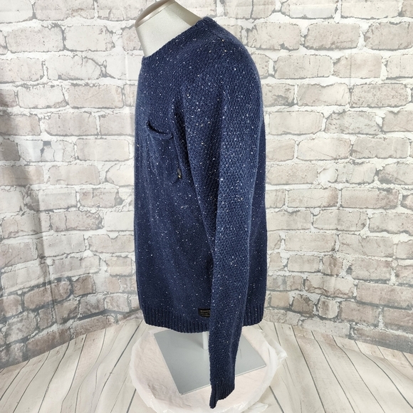 Quicksilver Cotton Wool Crewneck Pullover Sweater Speckled Yarn Navy Size Large - Picture 9 of 15